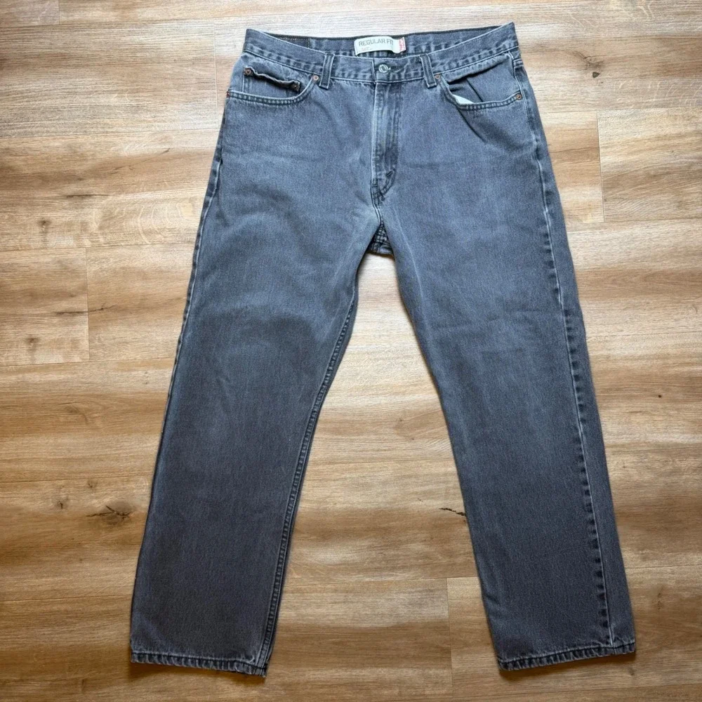 Levi's 505 Regular Fit Jeans Mens 36x30 Grey Straight Leg Denim Pants Y2K